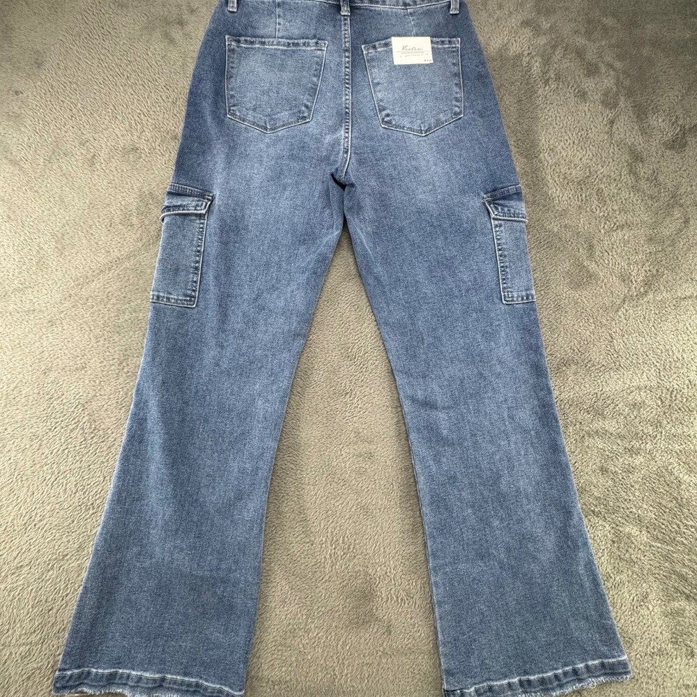 Kancan Womens Jeans Size 28 W9 High Rise Flare Cargo‎ Denim Blue - Picture 3 of 16